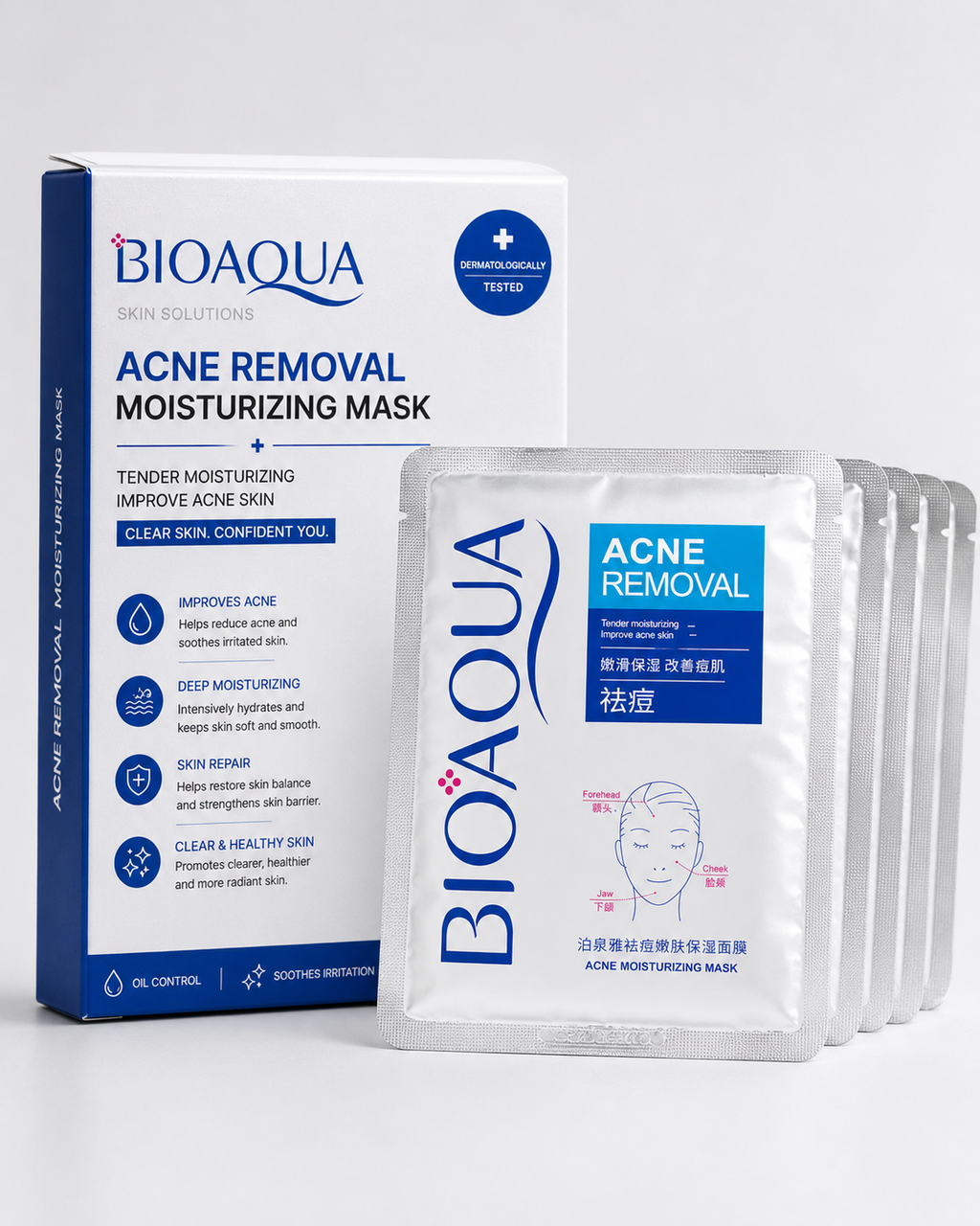 Bioaqua acne removal moisturizing mask packaging | BIOAQUA Acne Removal Moisturizing Mask