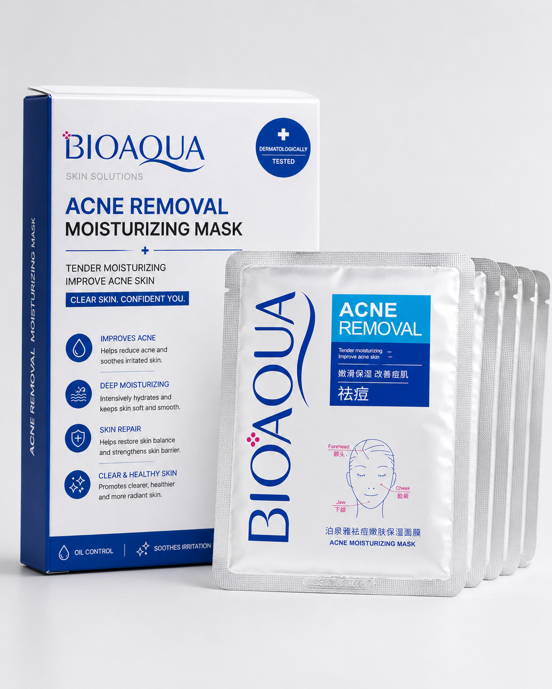Bioaqua acne removal moisturizing mask packaging | BIOAQUA Acne Removal Moisturizing Mask