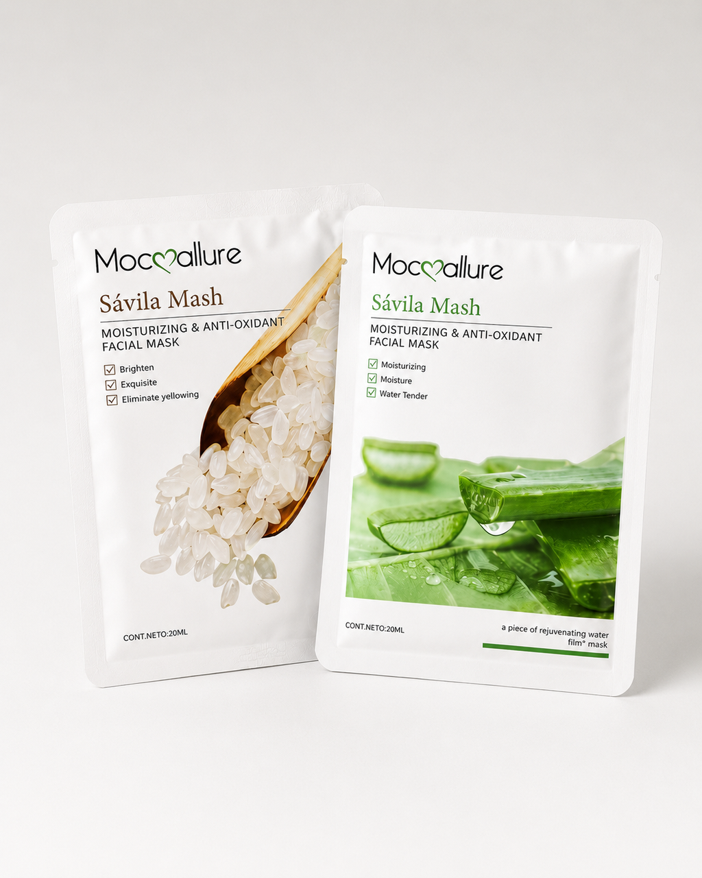 Two Mocoallure Savila Mash facial mask packages | Mocallure Sávila Mash Facial Mask Set